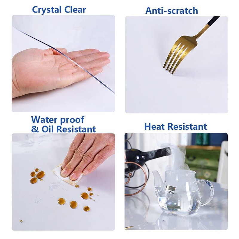 12x20 Inch Clear Table Cover Protector 1.5mm Thick Waterproof Plastic