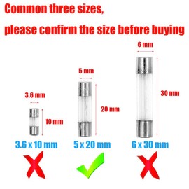 ZUPAYIPA Pack of 10 pcs 500mA F0.5AL Fast-Blow Fuse 0.5A 250V Glass Fuses 0.2 x 0.79 inch / 5 x 20 mm (0.5amp) (F0.5A)