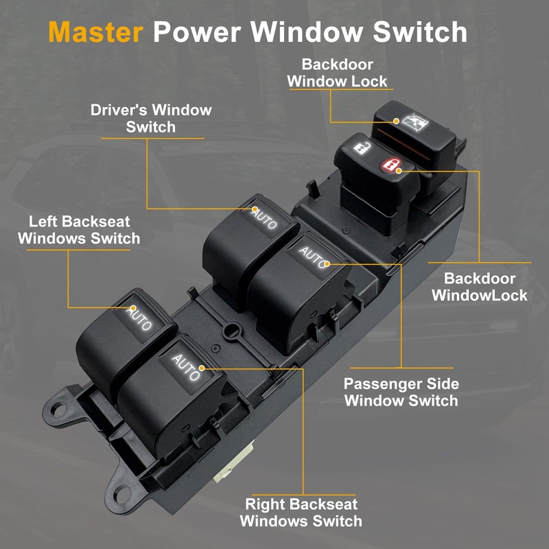 BELGEMAY Power Window Master Switch with Auto-Up/Down & White Backlight