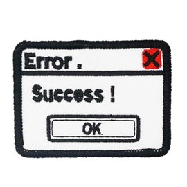 2 Pieces Embroidered Patch Error Success Badge with Hook Loop Backing for Backpacks Jackets Clothing Appliques