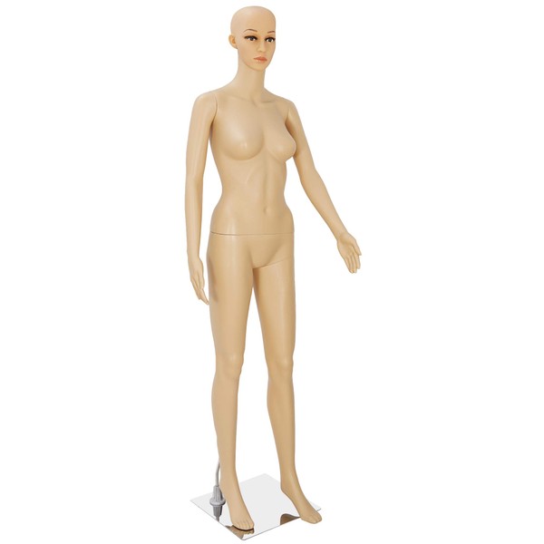 Mannequin Full Body Dress Form 69inch Female Adjustable Mannequin Stand Realistic Mannequin Display Head Turns Dress Model Metal Base