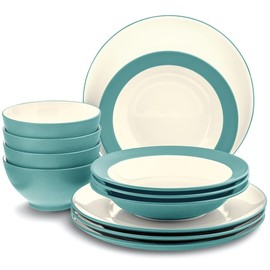Noritake Colorwave Turquoise 12-Piece Coupe Dinnerware Set, Service for 4