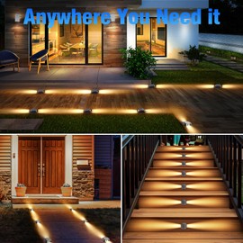 Quntis Solar Floor Lights Outdoor Set of 4, IP65 Waterproof Solar Lights Outdoor, Solar Path Lights, Garage Lighting, 3 Tonnes Load Capacity, 2 Mounting Types, Solar Lights for Garden, Deck, Stairs -