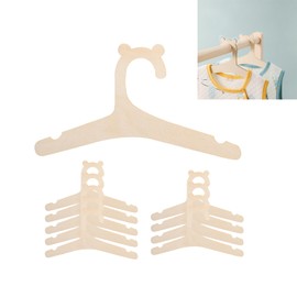 HAPPOW Baby Hangers for Clothes, 10PCS Cute Bear Wooden Hangers, Baby Coat Holders, Space-Saving & Non-Slip Toddler Clothes Holders for Nursery Wardrobe Storage