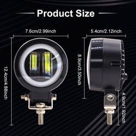 X-STYLE 20W Motorcycle Fog Lamp, 2 Colors, White + Blue, LED Work Light, Work Light, 12 V, 24 V, DC, High Brightness, Waterproof, Long Life, Shock Resistant, Round, Universal Use, Switch Included, Set