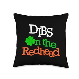 Dibs On The Redhead St Patricks Day Shamrock Throw Pillow