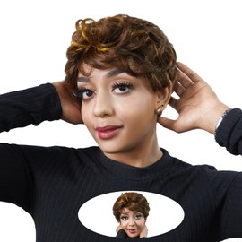 Short Human Hair Wigs Pixie Cut Wig for Black Women Short Wigs Human Hair Natural Color Pixie Wigs Wear and Go Glueless Full Machine Made Human Hair Wigs (4/30)