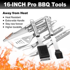 Dad Gifts from Daughter, Dad Grilling Accessories Gift for Birthday Valentines Day, Heavy Duty Stainless Steel BBQ Grill Tools for Outdoor Grill with Aluminum Case, Grill Utensils Set for Fathers Day