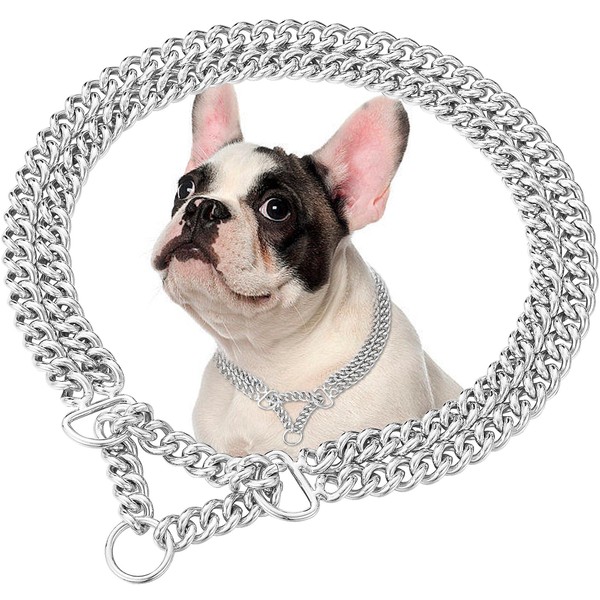 Adjustable Steel Dog Chain Collar,Metal Cuban Link Dog Collar Chew