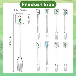 8 Pcs Mahjong Gifts Cocktail Picks Artistic Style, Acrylic Food Forks, 6.3"