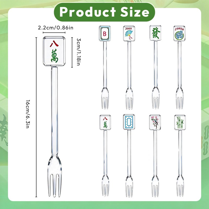 8 Pcs Mahjong Gifts Cocktail Picks Artistic Style, Acrylic Food