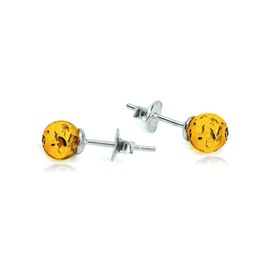 Ian and Valeri Co. Amber Sterling Silver Small Stud Ball Earrings 6mm