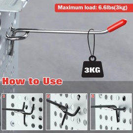 LEONTOOL 50 Pack Pegboard Accessories Organizer Kit 4 Inch Pegboard Hooks Set Hanging Peg Board Holders for 1/8 and 1/4 inch Pegboard, Pegboard Set for Tools Metal Hooks for Hanging Storage Organizer