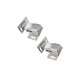 QCAA Heavy Duty Large Jumbo Roller Catch Latch for Closet Doors and Cabinets, Matte Nickel, Made in Taiwan, 2 Pack