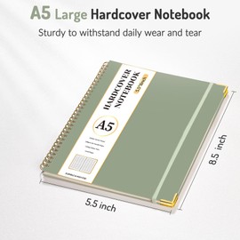 A5 Spiral Notebook Journal for Women & Men, Hardcover Large Notebooks for Work with Content Pages, 100 GSM Paper, College Ruled Journals for Work School Note Taking Writing-Black, Pink