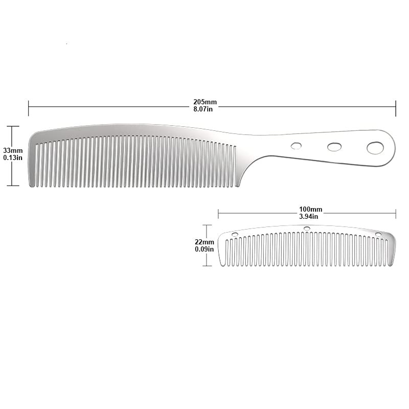 2 Pieces Stainless Steel Hairdressing Combs for Men Women with