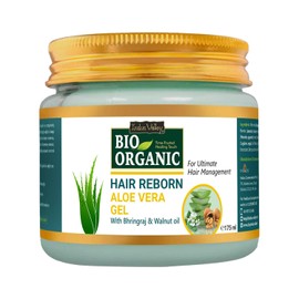 Aloe Vera Gel For Hair Natural Organic Pure Wheat Germ Bhringraj Walnut Mulethi 175ml (1 Jar) By Indus Valley