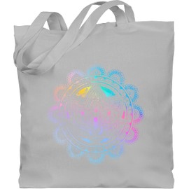Shirtracer - Cotton Bag - Yoga - Bags - Lotus Flower Lotus Meditation Relaxation Spiritual Mandala Pilates, 3 Light Grey