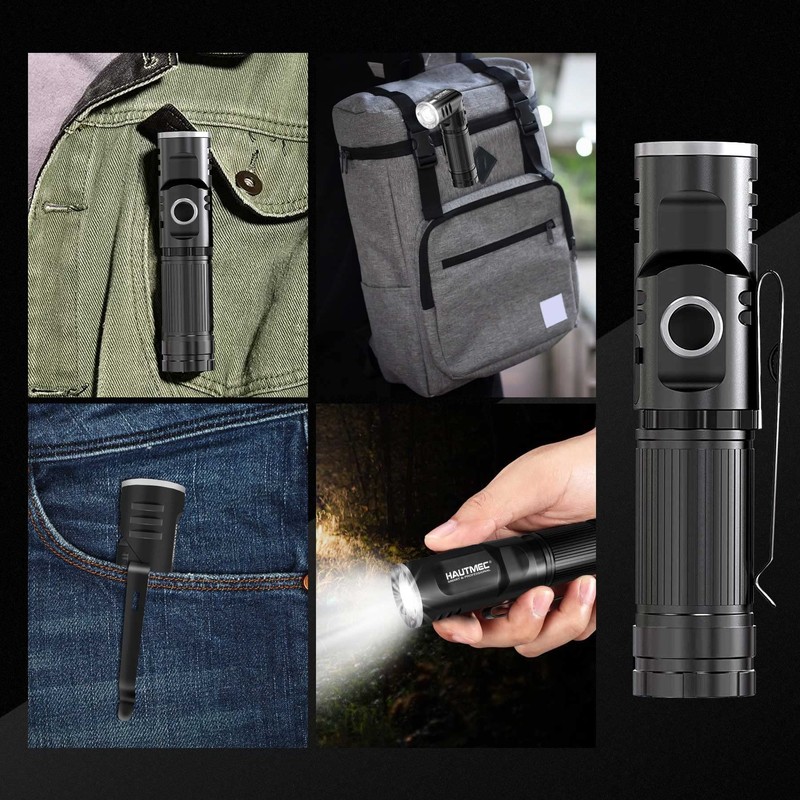 HAUTMEC Rechargeable LED Flashlights 500 High Lumens Super Bright Magnetic