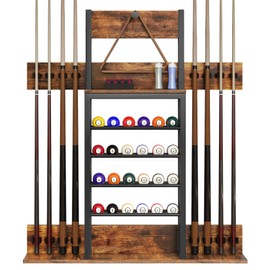 YITAHOME Pool Stick Holder, Multi-Tiered Billiard Cue Racks, Wall-mounted Cue and Ball Organizer for Game Rooms, Home or Club