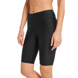 Micosuza Womens Long Swim Shorts Tankini Bottom Beachwear Rash Guard Boy Leg Boardshorts Sun Protection Black