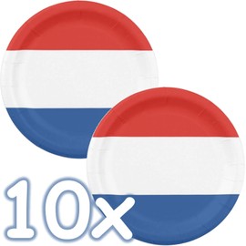 DH-Konzept 10 plates * Netherlands / Holland * for birthday, country party or company event in red / white / blue | Orangje Netherlands paper plates party plates set