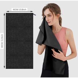 RINGSUN Gym Towel for Women, Microfiber Quick-Dry Towel (40x80cm), Lightweight Soft and Ultra-Absorbent, Perfect for Yoga Running and Outdoor Activities (Black)