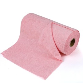 wuyaoyao 50PCS Microfiber Cleaning Cloth Roll, 10"×10" Tear Away Microfiber Towels, Reusable Washable Cloth Paper Towels, Multi-Purpose Cleaning Rags for Car Home Kitchen Garage Shop (Pink)