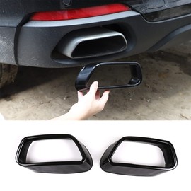 DIYUCAR For X5 F15 2014-2018 X6 F16 2015-2019 Stainless Steel Silencer Exhaust Pipe Throat Tail Cover Trim (Black (Regular Version))