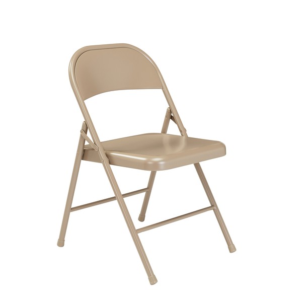 (4 Pack) National Public Seating 901 Commercialine Steel Folding Chair, Beige