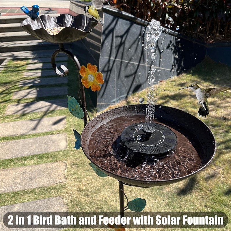 Aifeorzo Free Standing Solar Bird Bath, 58" Tall Decorative Birdbath