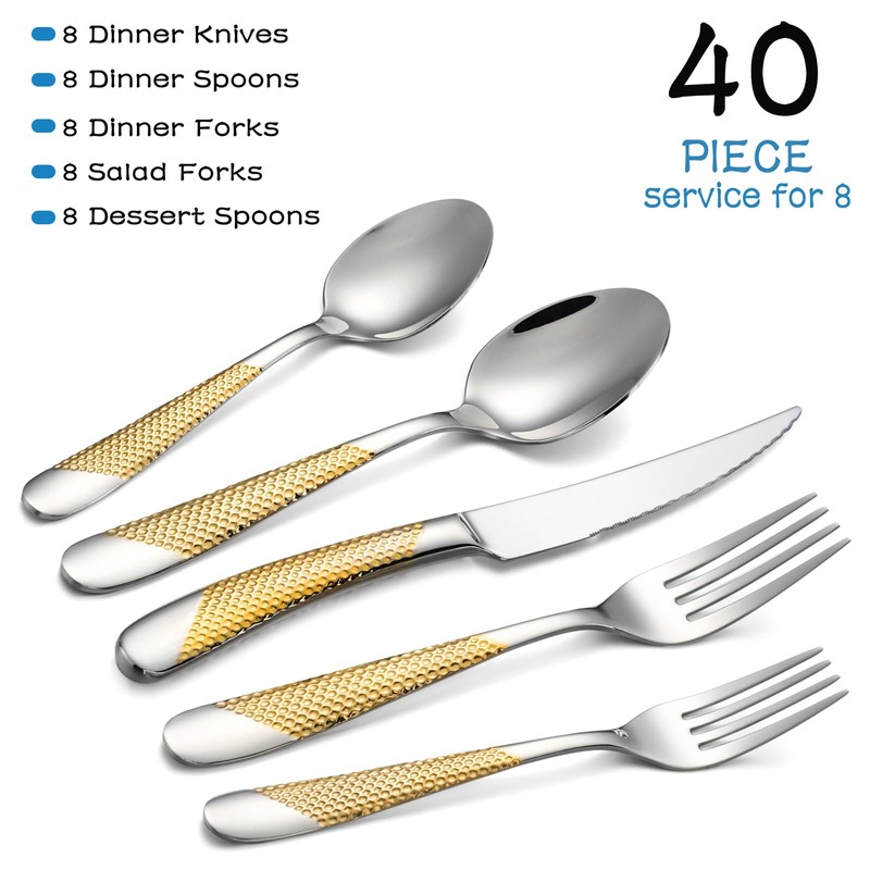 40-Piece Silverware Set Stainless Steel Flatware Set Service for 8