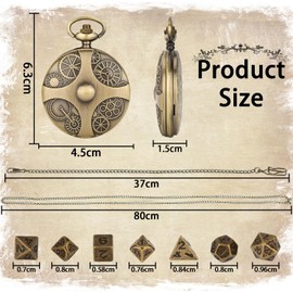 Mini DND Dice Set, Dungeons and Dragons Dice Set with Hollow Steampunk Pocket Watch Case, Polyhedral Mini Dice, DND Dice Set, Metal Dice Set, for Men and Women Gamers