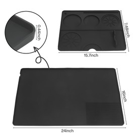 Silicone Coffee Mat with Convex Edge, 24''x16'' Coffee Bar Accessories for Ninja Luxe Cafe Accessories