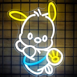 Pocha Dog Neon Sign for Wall Decor Animal Led Light Room Decor Dimmable Japanese Neon Light up sign for Girls Backdrop Bedroom Kids Teens Birthday Gift