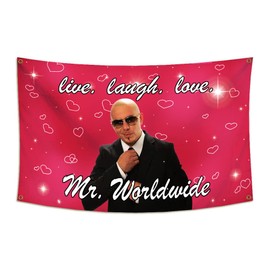 DESFLOPY Mr. Worldwide Live Laugh Love Flag Banner 3x5Ft Banner For College Dorm Room Man Cave Frat Wall Outdoor Dec