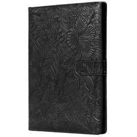 Mymazn Padfolio Portfolio Binder, Faux Leather Interview Resume Folder with Document Organizer & Business Card Holder, Letter-Sized Notepad Legal Pad Holder for Women Men (Black)