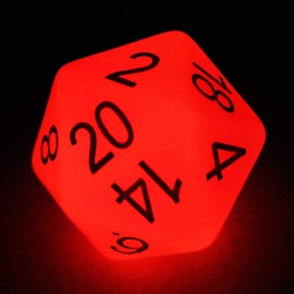 Bescon Jumbo Glowing D20 38MM, Big Size 20 Sides Dice Red Glow In Dark, Big 20 Faces Cube 1.5 inch