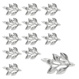 Rierdge Silver Napkin Rings Set of 12, Metal Leaf Holders, Elegant Modern Napkin Rings for Wedding, Dinner Table, Party