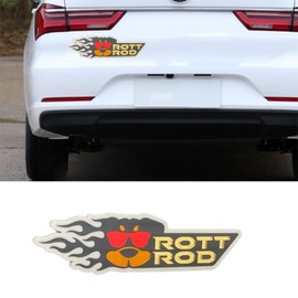 3D Dogs Badge Rated Car Emblem,Cute Dog Car Badge Laser Cutting Car Emblem Decal Reside nt Evi l Rectangle Mirror Acrylic Badge Sticker for Car Motorcycle Laptop (Rott Rod)