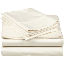 Murphy, Wall Bed Linen (4 Pcs Sheet Set) for Murphy Bed/Wall Bed Ivory Solid 100% Cotton 400 Thread Count - Queen Size - with 6 inches deep.