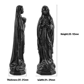 mookaitedecor Natural Black Obsidian Carved Crystal Holy Mother Mary Statue Ornament for Home Office Decor, 8.8cm Praying Blessed Virgin Mary Figurine Indoor Healing Stone Sculpture Religious Gift
