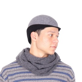 MuLanLegend Haadiy Beanie Cap | 100% Merino Wool | Durable Double Layer Two Tone Reversible Hat | Luxury Minimalist (Black/Grey)