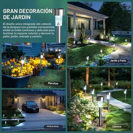 Luces solares para exteriores GIGALUMI 6810 de acero inoxidable blanco frío (Paquete de 12)