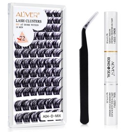 3 in 1 Falsche Wimpern Cluster Kit Cluster Wimpernverlängerung 72 Stück 0.07 D Curl Natural Curl Falsche Wimpern Cluster 10-16mm Lang Weich für den persönlichen Gebrauch (A04-weiß)
