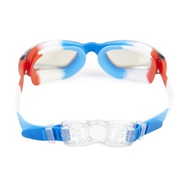 New Camp Color War Swimming Goggles for Kids by Bling2O - Anti Fog, No Leak, Non Slip and UV Protection - USA Red White and Blue Colored Fun Water Accessory Includes Hard Case