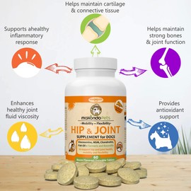 Hip and Joint Supplement Dogs with Glucosamine for Dogs and Turmeric for Dogs plus Chondroitin, MSM, and Boswellia for Dogs - Large and Small Dog Joint Supplement for Dogs - Senior Dog Health Supplies