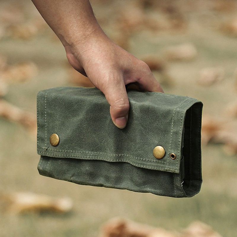 Outdoor Spice Bottle Bag Foldable 9 Pockets Portable Canvas Seasoning