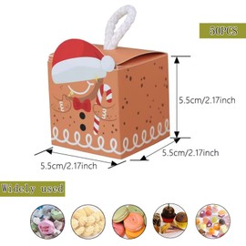 KanDery 50PCS Christmas Paper Gift Boxes, Square Shape Christmas Paper Candy Boxes, Xmas Party Favour Boxes, Creative Paper Treat Boxes for Christmas Party Decorations