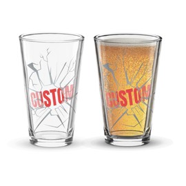 Sports Pint Glass, Smash Through Ball Shatter Effect Beer Glasses (1, Custom)